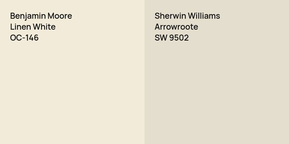 Benjamin Moore Linen White vs. Sherwin Williams Arrowroote