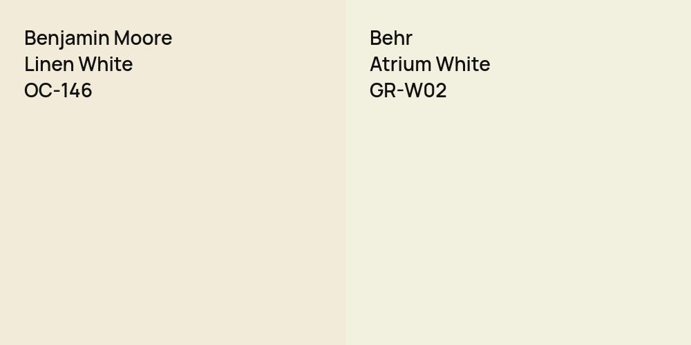 Benjamin Moore Linen White vs. Behr Atrium White