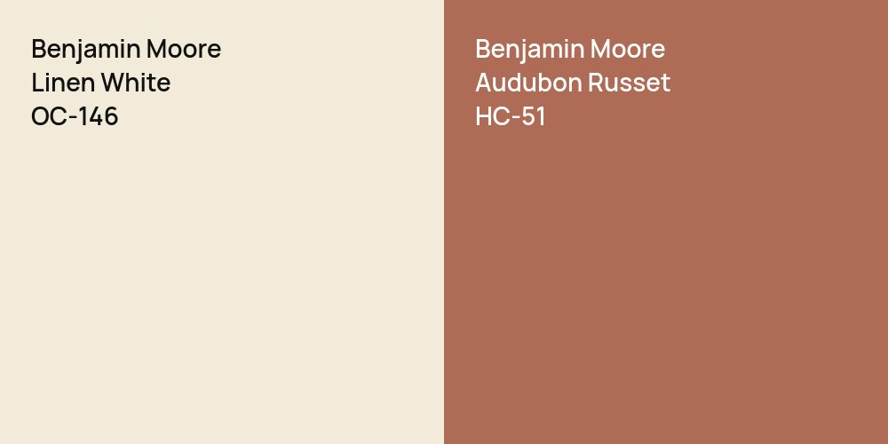 Benjamin Moore Linen White vs. Benjamin Moore Audubon Russet