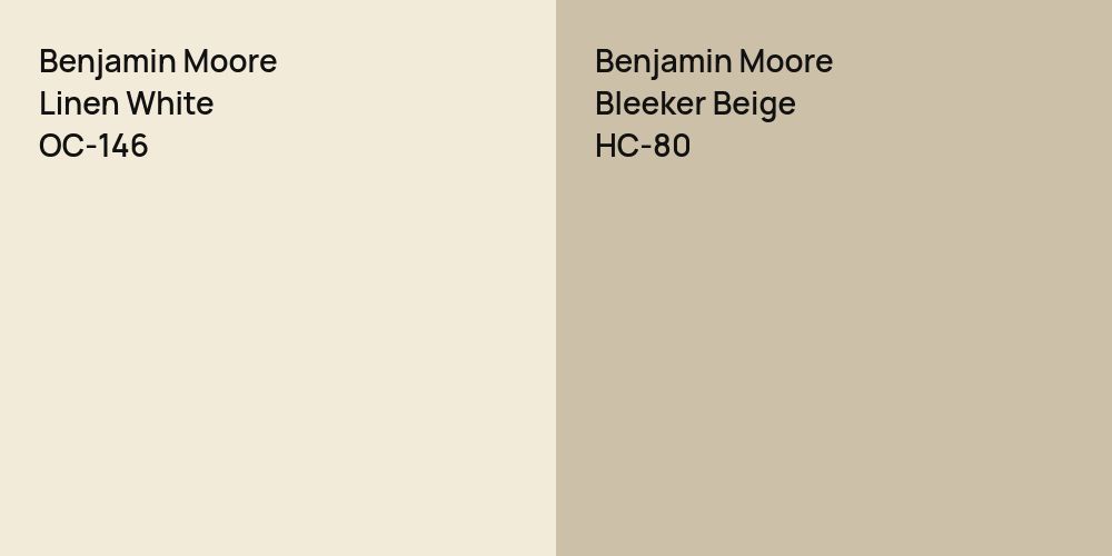 Benjamin Moore Linen White vs. Benjamin Moore Bleeker Beige