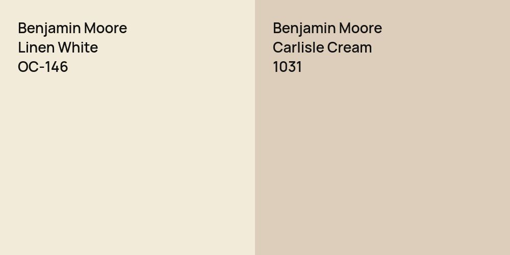 Benjamin Moore Linen White vs. Benjamin Moore Carlisle Cream