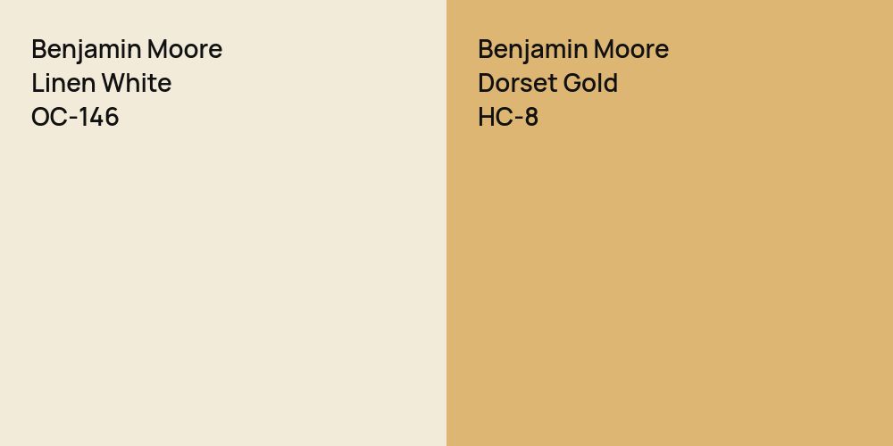 Benjamin Moore Linen White vs. Benjamin Moore Dorset Gold