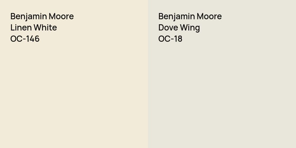 Benjamin Moore Linen White vs. Benjamin Moore Dove Wing