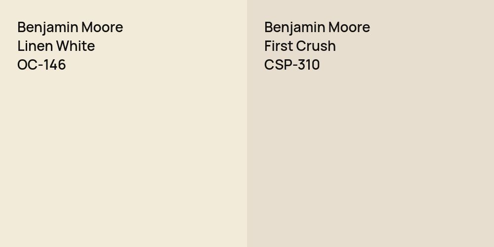 Benjamin Moore Linen White vs. Benjamin Moore First Crush