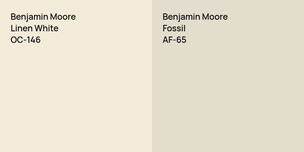 Benjamin Moore Linen White vs. Benjamin Moore Fossil