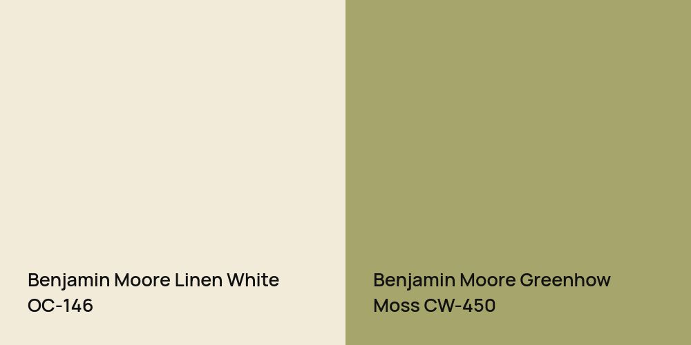 Benjamin Moore Linen White vs. Benjamin Moore Greenhow Moss