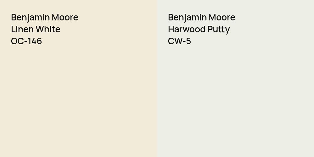 Benjamin Moore Linen White vs. Benjamin Moore Harwood Putty