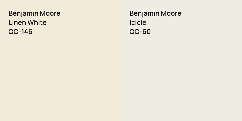 Benjamin Moore Linen White vs. Benjamin Moore Icicle