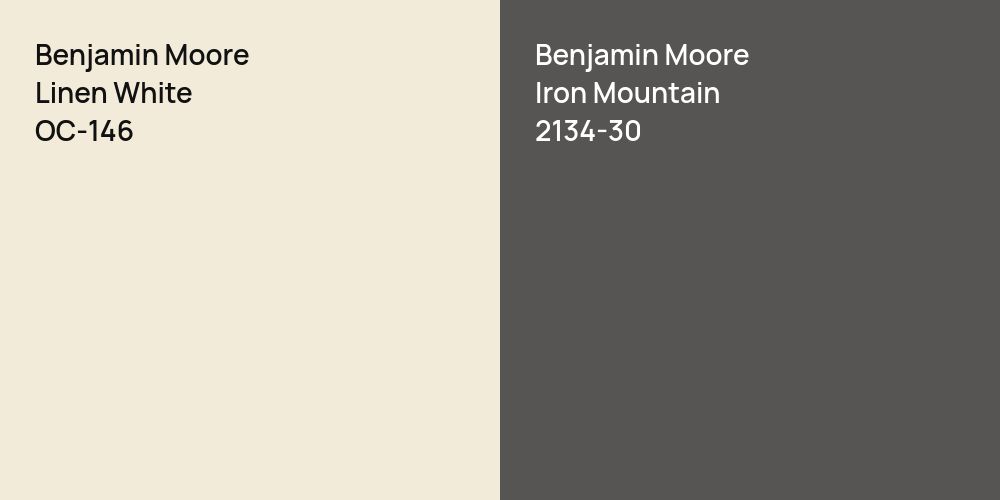 Benjamin Moore Linen White vs. Benjamin Moore Iron Mountain