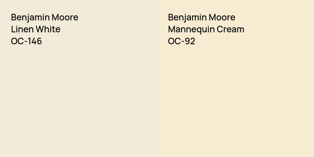 Benjamin Moore Linen White vs. Benjamin Moore Mannequin Cream