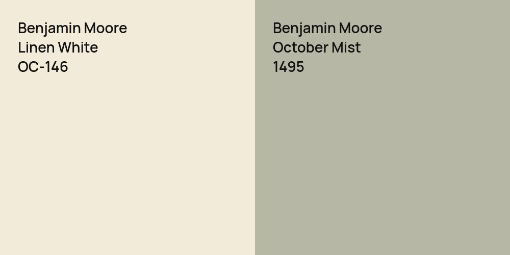 Benjamin Moore Linen White vs. Benjamin Moore October Mist