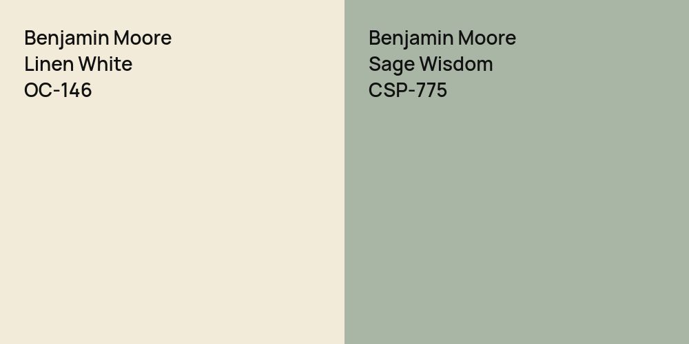 Benjamin Moore Linen White vs. Benjamin Moore Sage Wisdom