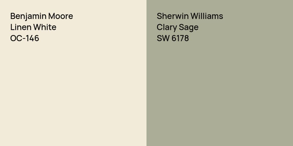 Benjamin Moore Linen White vs. Sherwin Williams Clary Sage