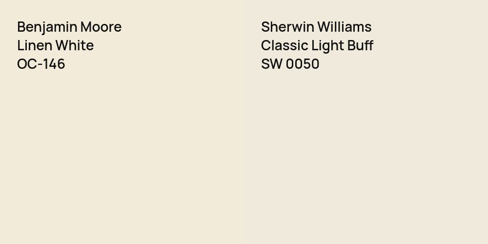 Benjamin Moore Linen White vs. Sherwin Williams Classic Light Buff