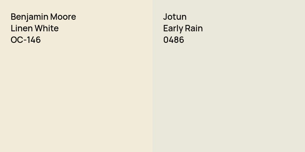 Benjamin Moore Linen White vs. Jotun Early Rain