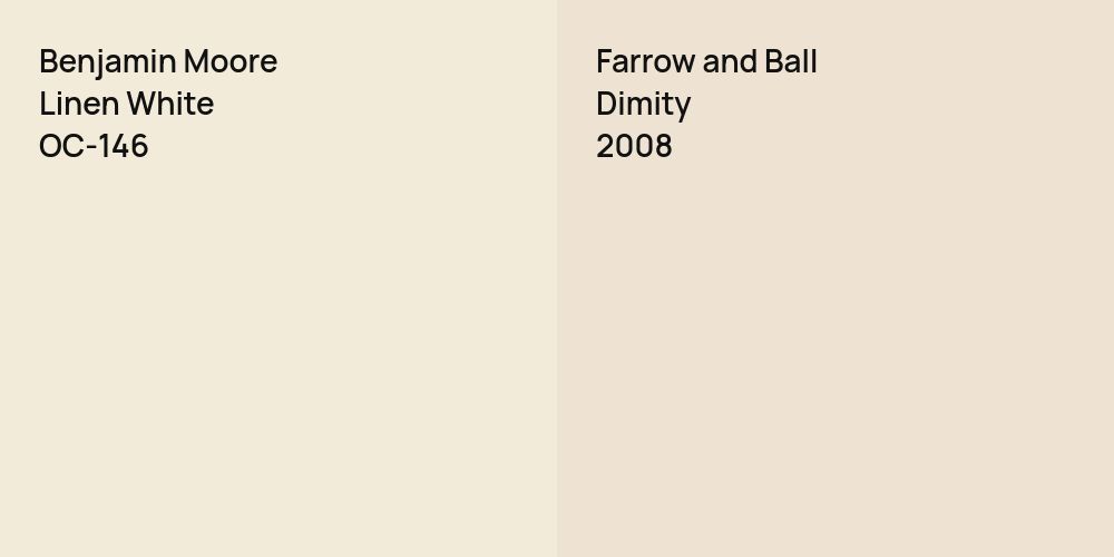 Benjamin Moore Linen White vs. Farrow and Ball Dimity