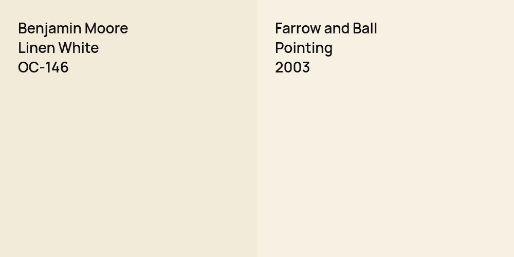 Benjamin Moore Linen White vs. Farrow and Ball Pointing