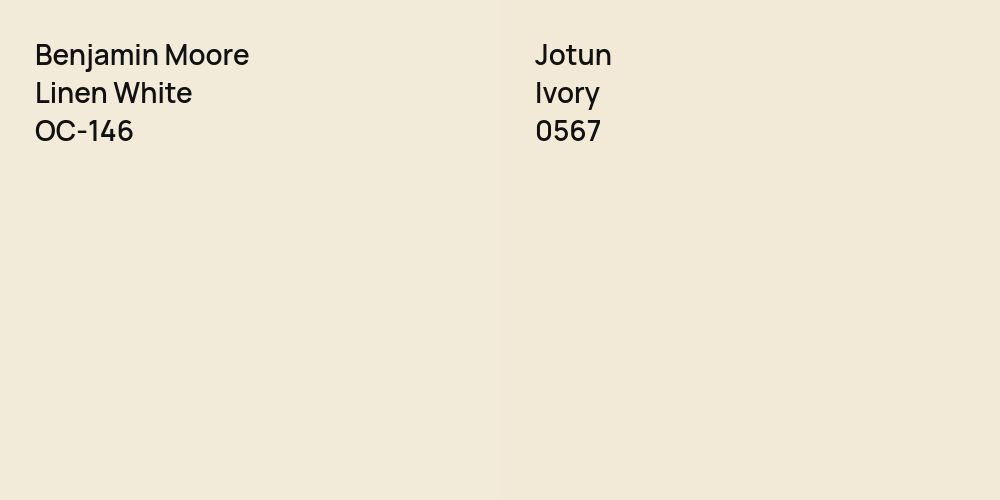 Benjamin Moore Linen White vs. Jotun Ivory