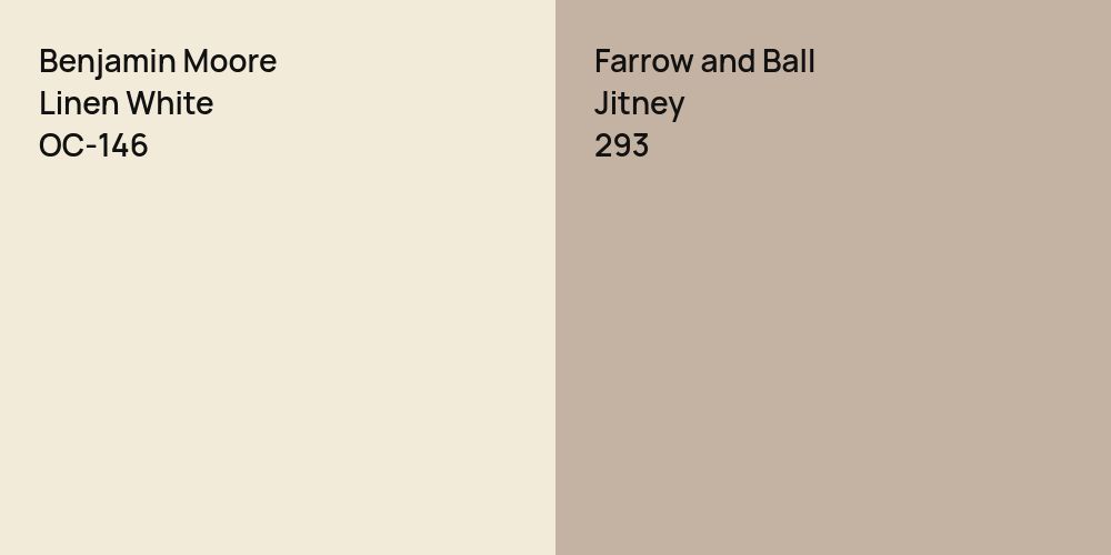 Benjamin Moore Linen White vs. Farrow and Ball Jitney