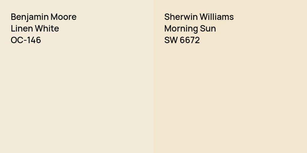 Benjamin Moore Linen White vs. Sherwin Williams Morning Sun