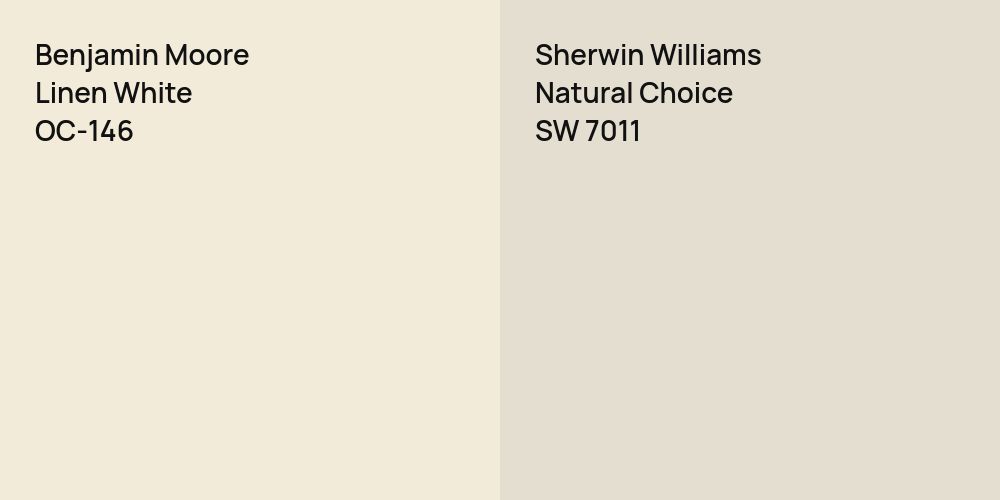 Benjamin Moore Linen White vs. Sherwin Williams Natural Choice