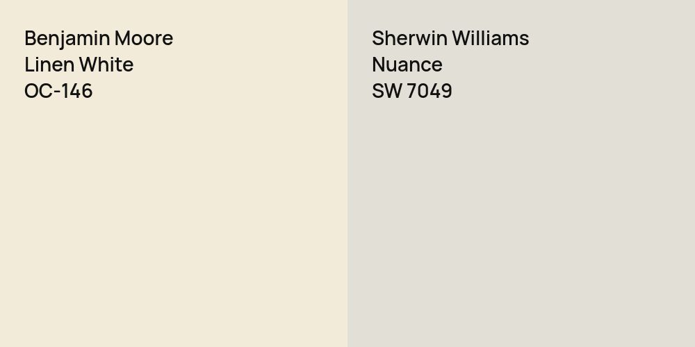 Benjamin Moore Linen White vs. Sherwin Williams Nuance