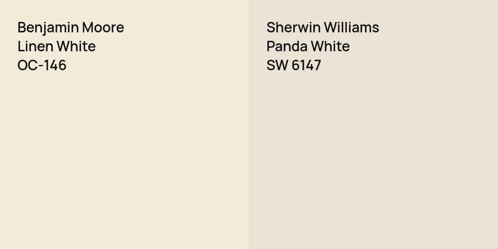 Benjamin Moore Linen White vs. Sherwin Williams Panda White