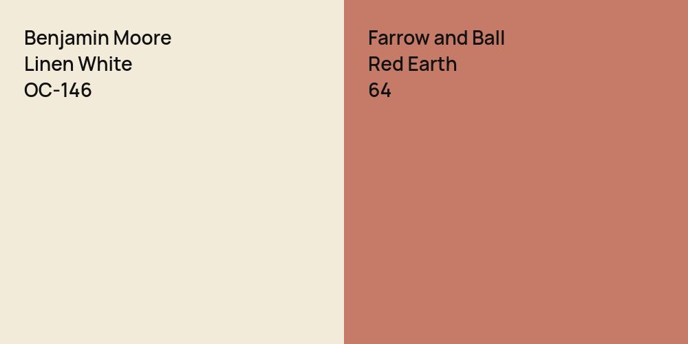 Benjamin Moore Linen White vs. Farrow and Ball Red Earth