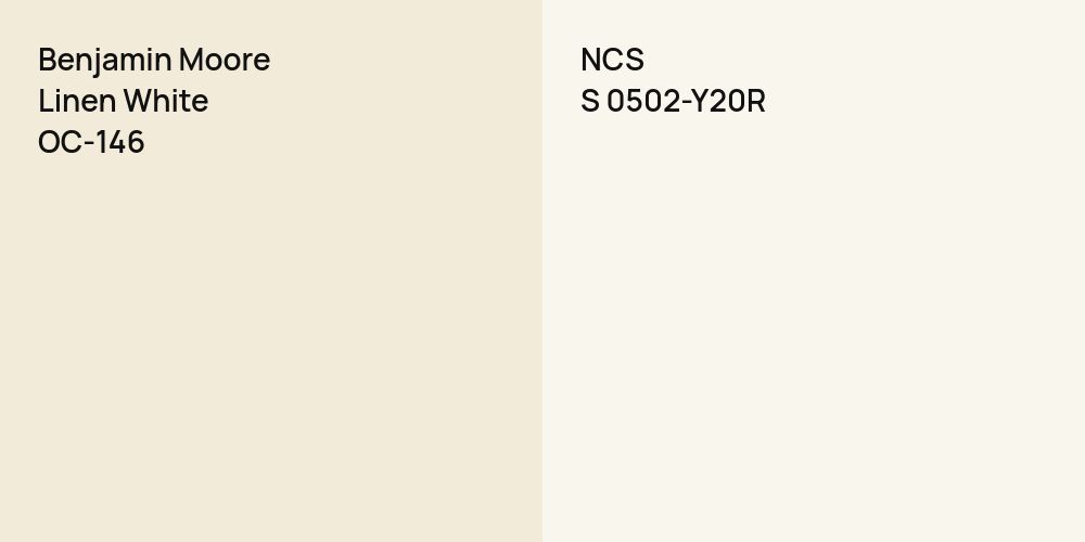 Benjamin Moore Linen White vs. NCS S 0502-Y20R