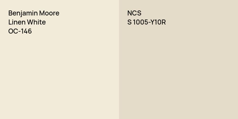 Benjamin Moore Linen White vs. NCS S 1005-Y10R