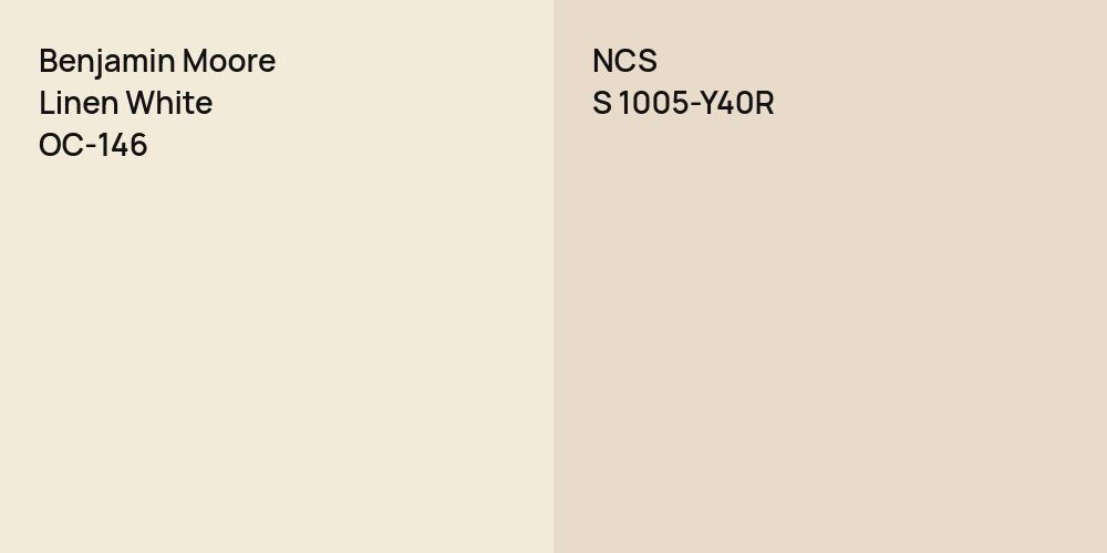 Benjamin Moore Linen White vs. NCS S 1005-Y40R