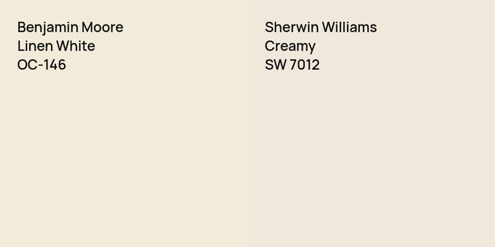 Benjamin Moore Linen White vs. Sherwin Williams Creamy