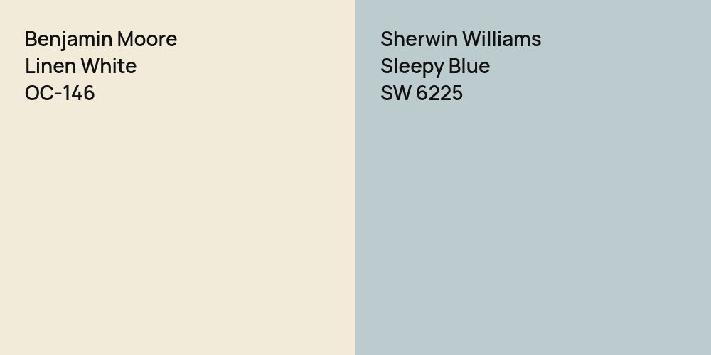 Benjamin Moore Linen White vs. Sherwin Williams Sleepy Blue