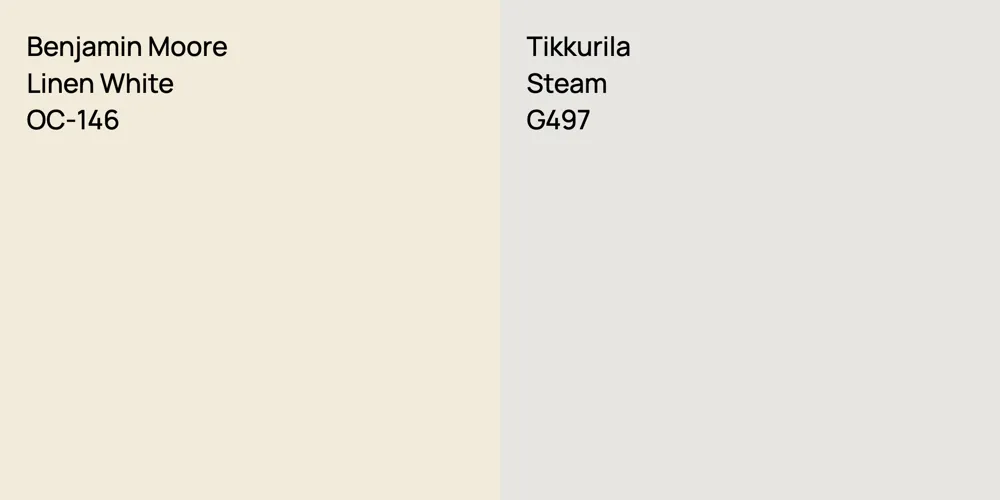 Benjamin Moore Linen White vs. Tikkurila Steam