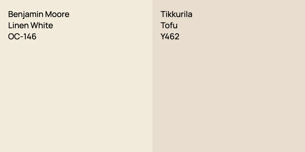 Benjamin Moore Linen White vs. Tikkurila Tofu