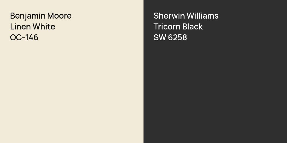 Benjamin Moore Linen White vs. Sherwin Williams Tricorn Black