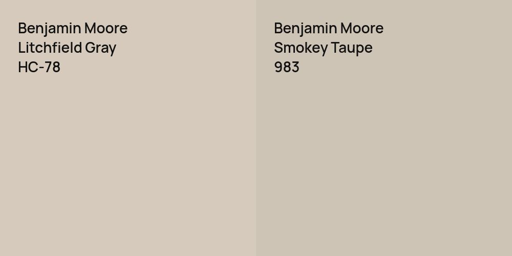 Benjamin Moore Litchfield Gray vs. Benjamin Moore Smokey Taupe