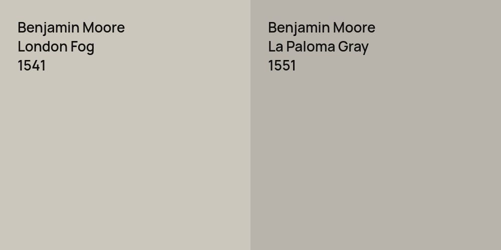 Benjamin Moore London Fog vs. Benjamin Moore La Paloma Gray