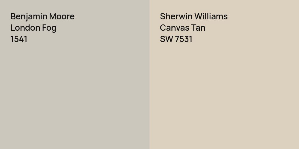 Benjamin Moore London Fog vs. Sherwin Williams Canvas Tan