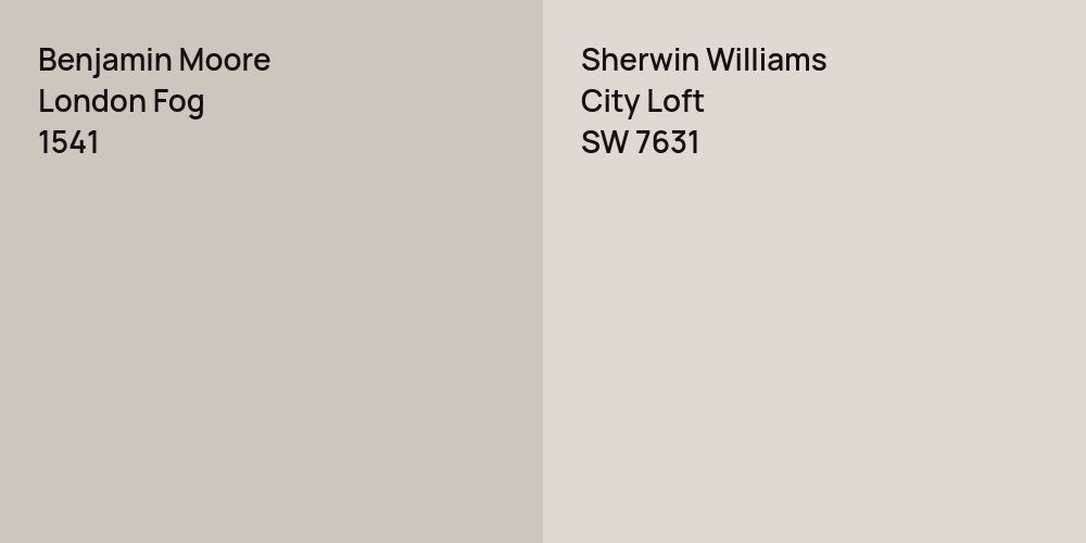 Benjamin Moore London Fog vs. Sherwin Williams City Loft