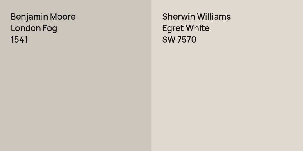 Benjamin Moore London Fog vs. Sherwin Williams Egret White