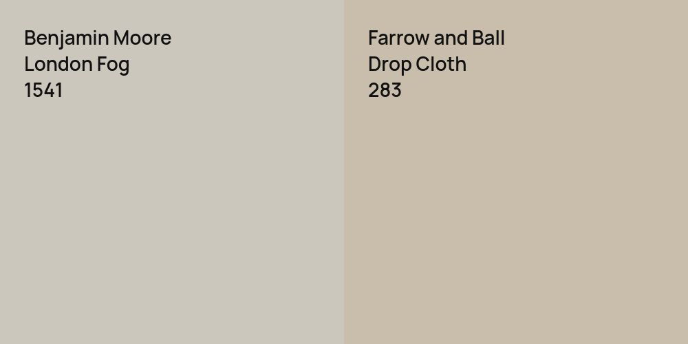 Benjamin Moore London Fog vs. Farrow and Ball Drop Cloth