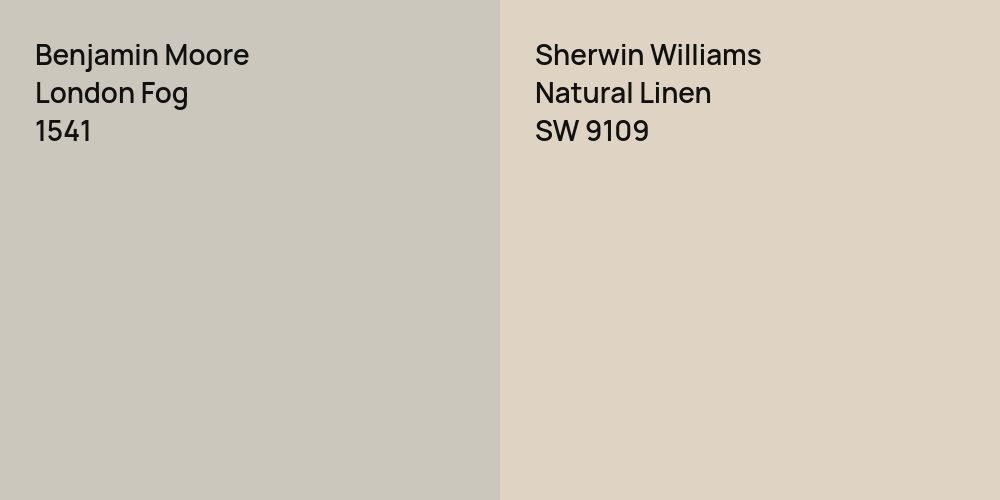 Benjamin Moore London Fog vs. Sherwin Williams Natural Linen