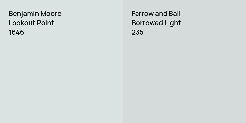 Benjamin Moore Lookout Point vs. Farrow and Ball Borrowed Light