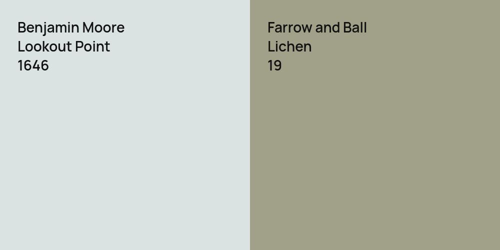 Benjamin Moore Lookout Point vs. Farrow and Ball Lichen