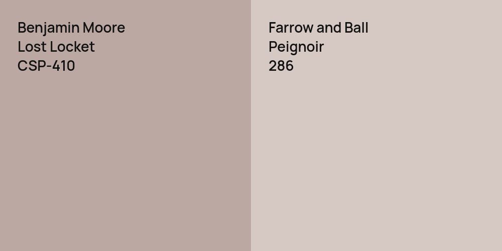 Benjamin Moore Lost Locket vs. Farrow and Ball Peignoir