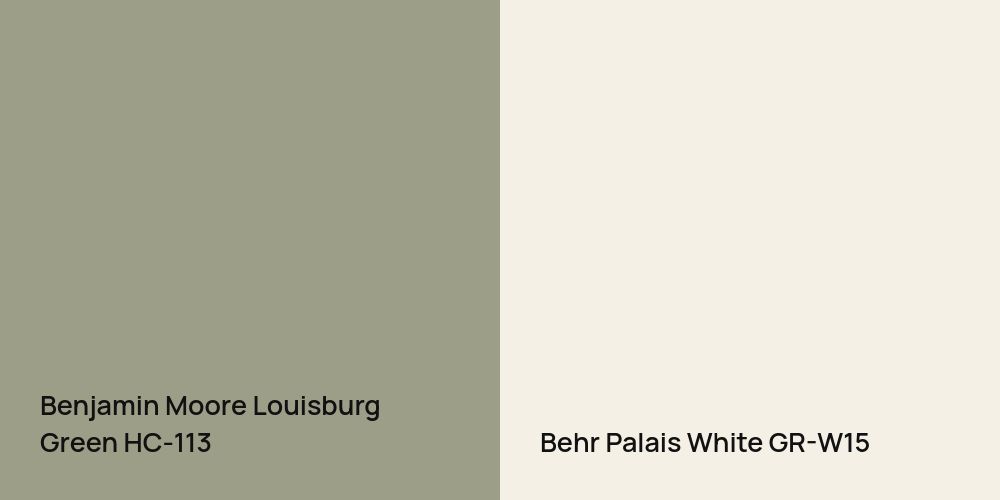 Benjamin Moore Louisburg Green vs. Behr Palais White