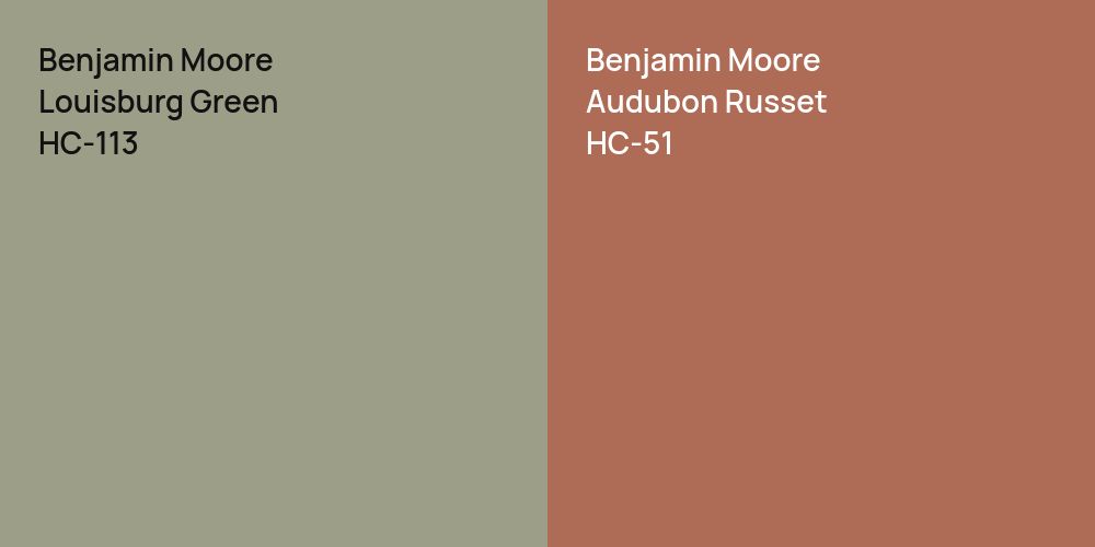 Benjamin Moore Louisburg Green vs. Benjamin Moore Audubon Russet