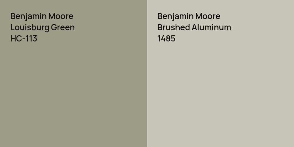 Benjamin Moore Louisburg Green vs. Benjamin Moore Brushed Aluminum