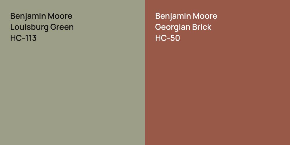 Benjamin Moore Louisburg Green vs. Benjamin Moore Georgian Brick